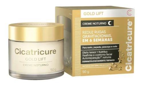 Creme para rugas com pote redondo e alto com tampa dourada