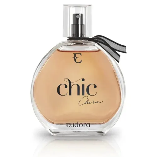 Perfume Eudora pequeno, cor creme e tampa transparente