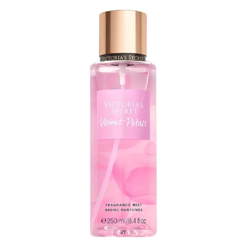 Frasco de body splash rosa com tampa dourada