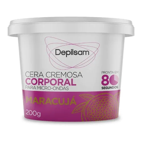 Cera em pote de plástico pequeno com rótulo vermelho