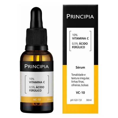 Frasco de vitamina C transparente com aplicador preto