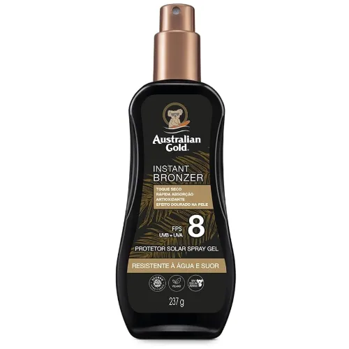 Frasco de bronzeador marrom escuro médio com pump dourado