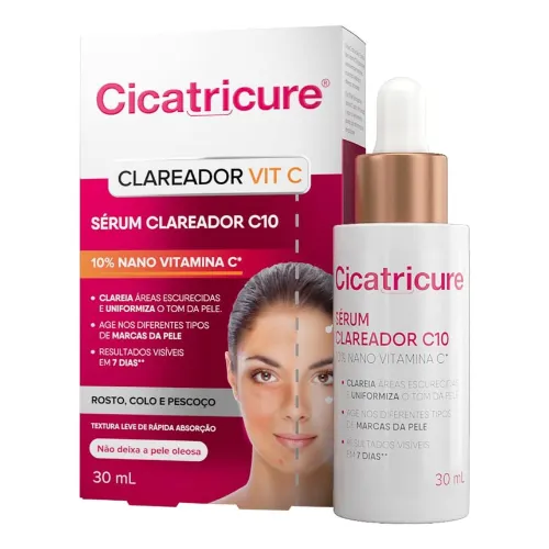 Frasco de clareador para melasma redondo, branco, com conta-gotas dourado