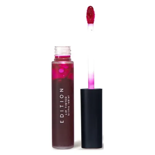 Frasco de lip tint lilás com pincel preto