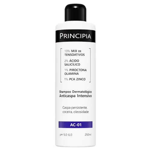 Pote de shampoo anticaspa branco com tampa preta