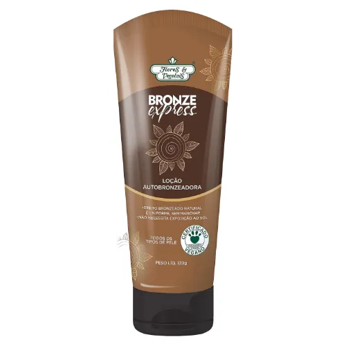 Bisnaga de creme autobronzeador de rótulo marrom e tampa preta