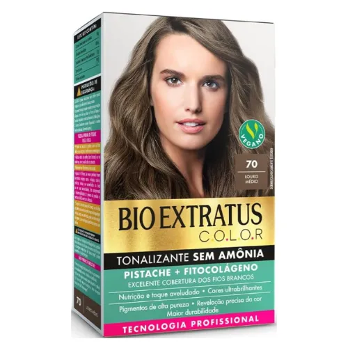 Caixa de tonalizante para cabelo com rótulo verde e dourado