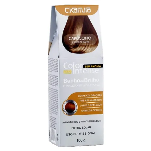 Caixa de tonalizante com rótulo branco e dourado