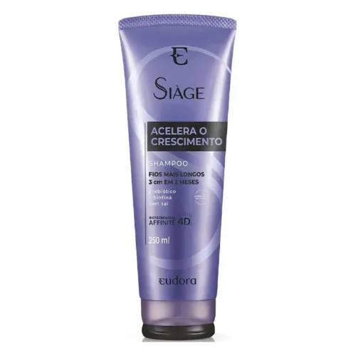 Bisnaga de shampoo para cabelo crescer grande com rótulo lilás