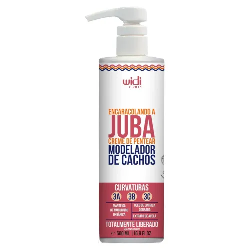 Pote de creme para pentear cilíndrico vom rótulo vermelho e pump branco
