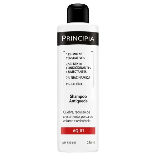 Pote de shampoo para crescimento capilar de rótulo branco e tampa preta
