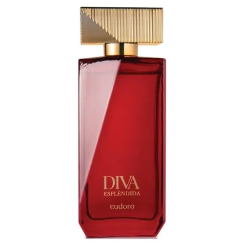Perfume nacional feminino de frasco grande vermelho com tampa dourada