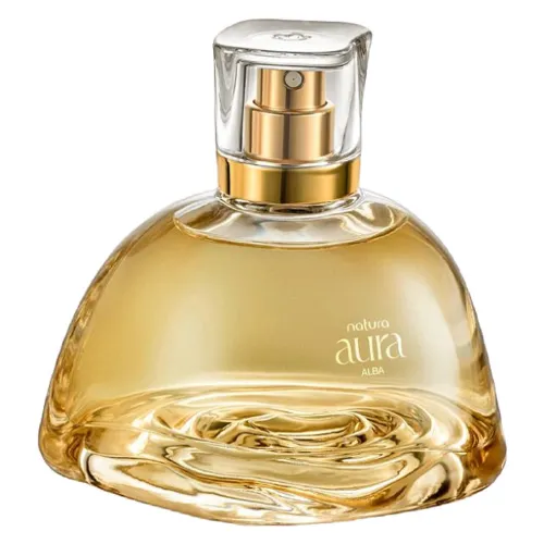 Perfume feminino nacional pequeno e oval dourado com tampa dourada